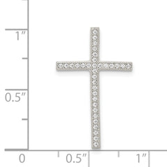 Sterling Silver Rhodium-plated Micro Pave Cross Pendant QC7324