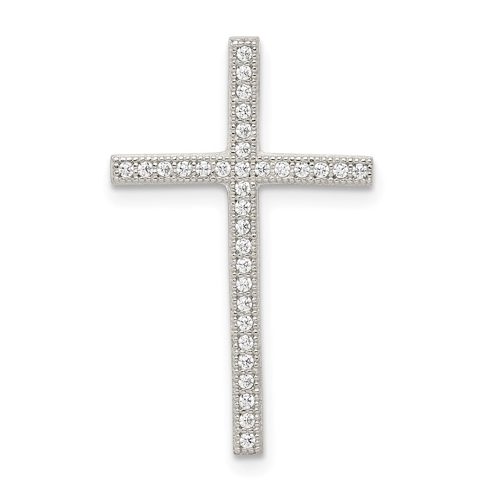 Sterling Silver Rhodium-plated Micro Pave Cross Pendant QC7324