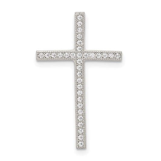 Sterling Silver Rhodium-plated Micro Pave Cross Pendant QC7324