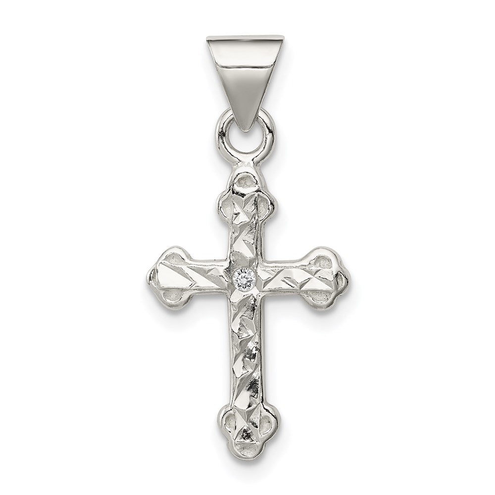 Sterling Silver Cross with CZ Pendant QC7326