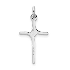 Sterling Silver Rhodium-plated Cross with CZ Center Pendant QC7330