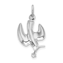 Sterling Silver Rhodium-plated Polished Dove with CZ Pendant QC7334