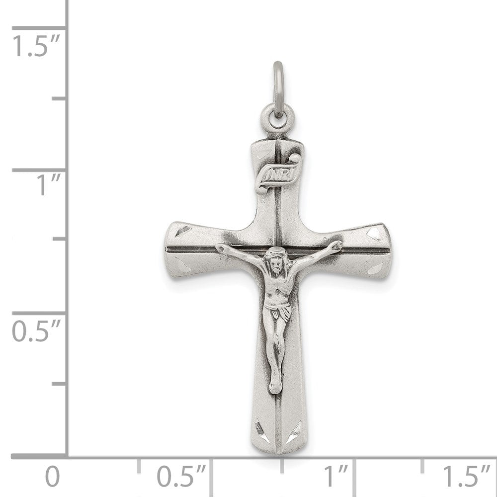 Sterling Silver Satin Antiqued Crucifix Pendant QC7344