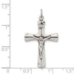 Sterling Silver Satin Antiqued Crucifix Pendant QC7344