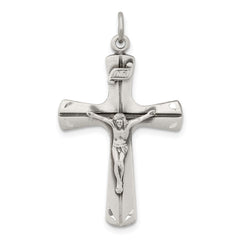 Sterling Silver Satin Antiqued Crucifix Pendant QC7344