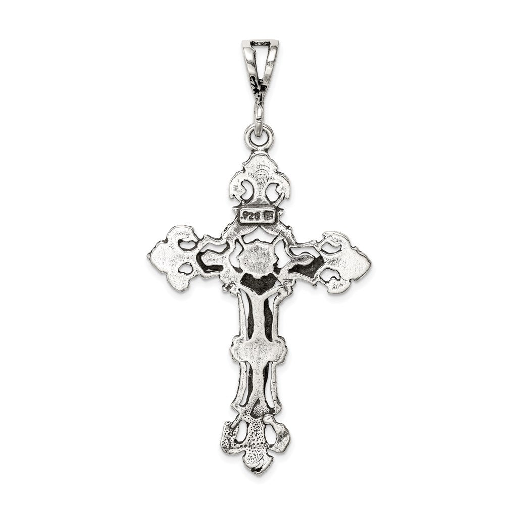 Sterling Silver Antiqued Crucifix Charm QC7348