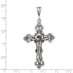 Sterling Silver Antiqued Crucifix Charm QC7348