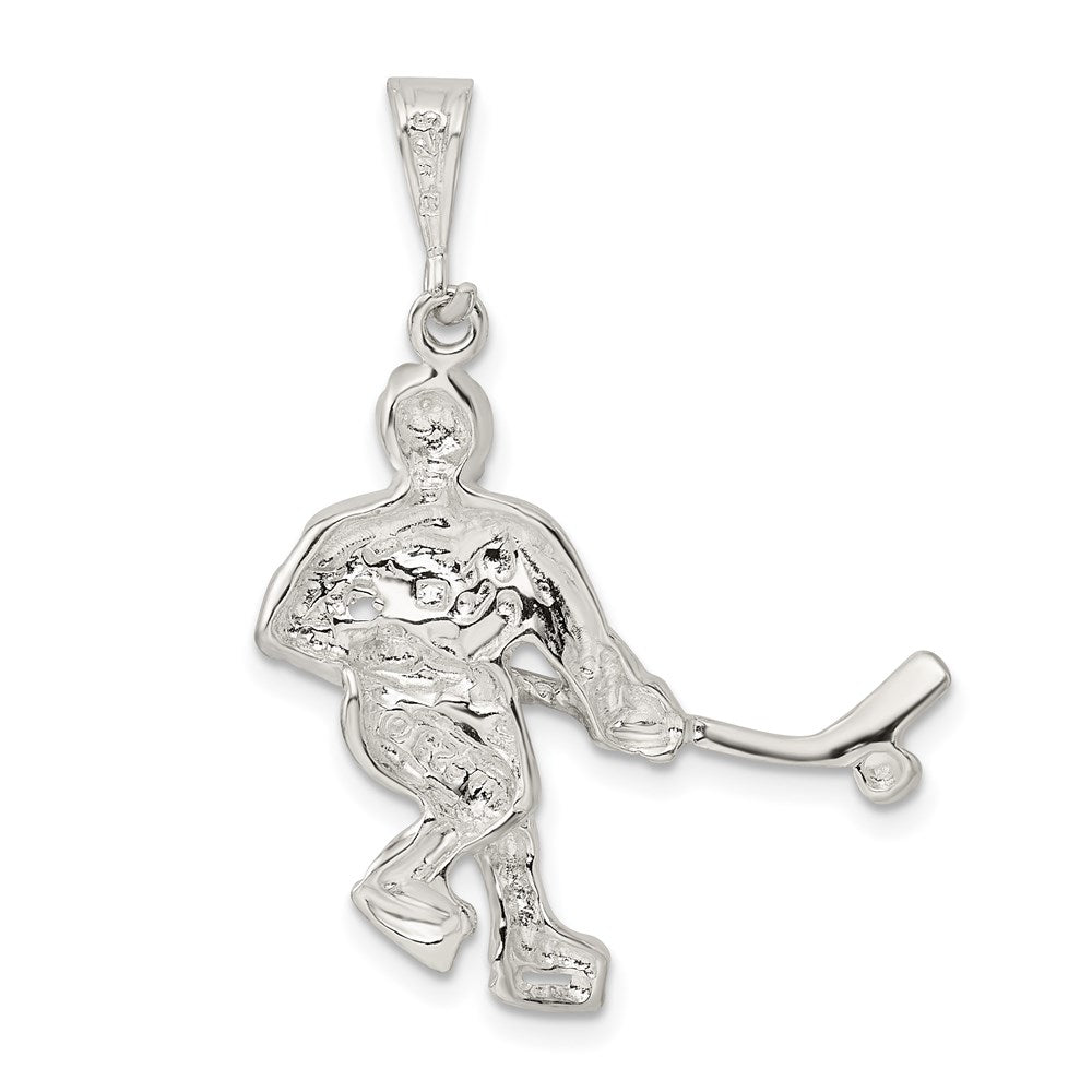 Sterling Silver Hockey Player Charm QC738