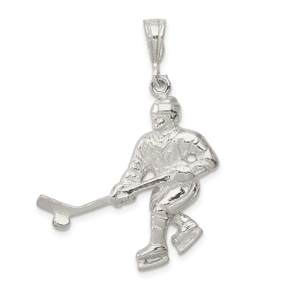 Sterling Silver Hockey Player Charm QC738