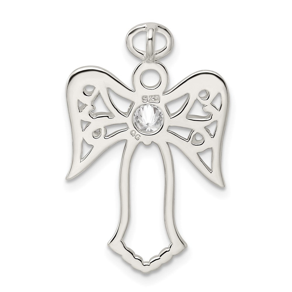 Sterling Silver CZ Angel Pendant QC7386