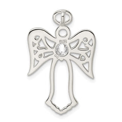 Sterling Silver CZ Angel Pendant QC7386