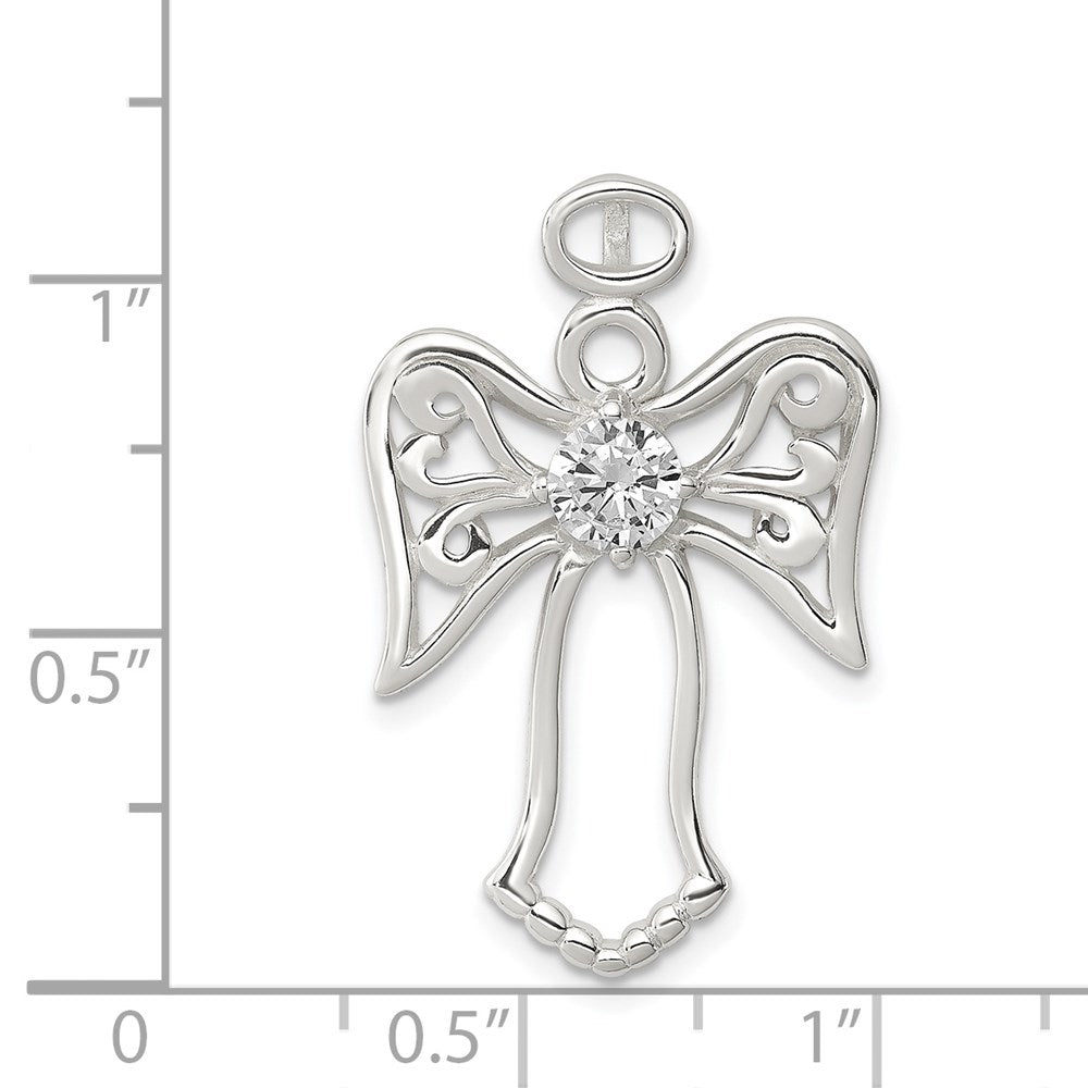 Sterling Silver CZ Angel Pendant QC7386
