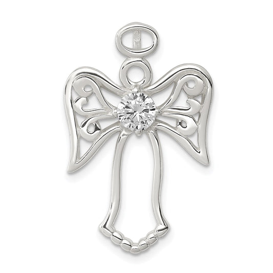 Sterling Silver CZ Angel Pendant QC7386