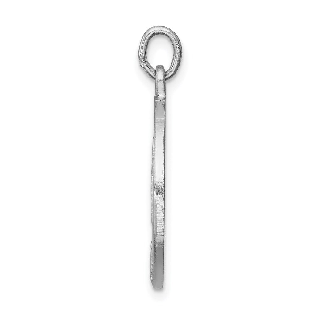 Sterling Silver Rhodium-plated Brushed Confirmation Medal Pendant QC7389