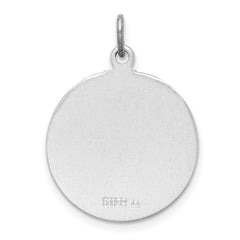 Sterling Silver Rhodium-plated Brushed Confirmation Medal Pendant QC7389