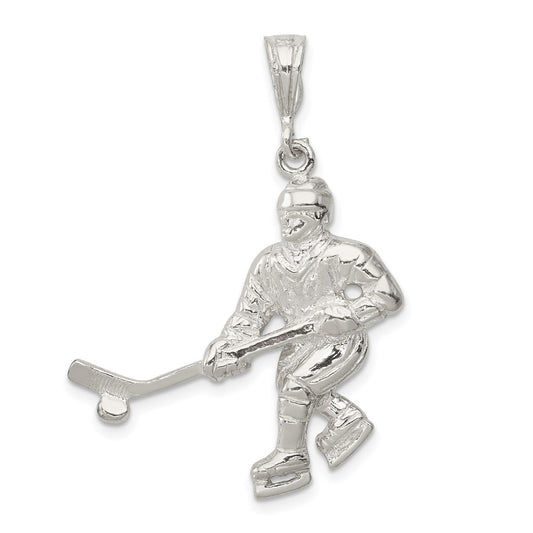 Sterling Silver Hockey Player Charm QC738