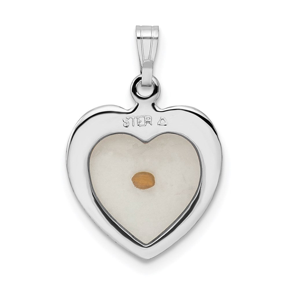 Sterling Silver Rhodium-plated Large Heart with Mustard Seed Pendant QC7398