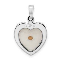 Sterling Silver Rhodium-plated Large Heart with Mustard Seed Pendant QC7398