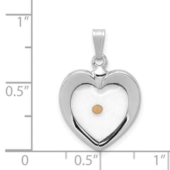 Sterling Silver Rhodium-plated Large Heart with Mustard Seed Pendant QC7398