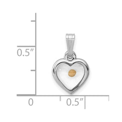 Sterling Silver Rhodium-plated Small Heart with Mustard Seed Pendant QC7399