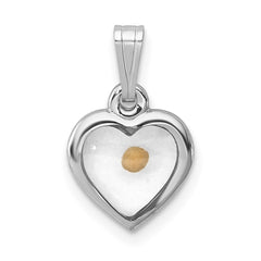 Sterling Silver Rhodium-plated Small Heart with Mustard Seed Pendant QC7399