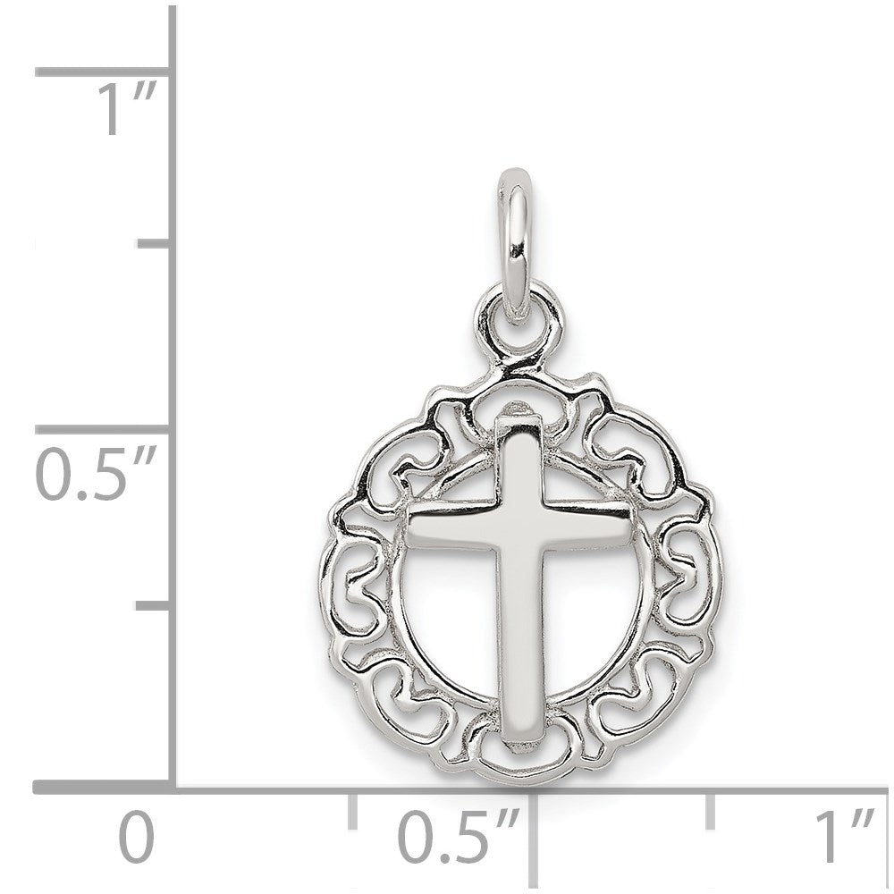 Sterling Silver Circle & Cross Pendant QC7403