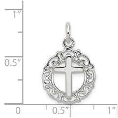 Sterling Silver Circle & Cross Pendant QC7403