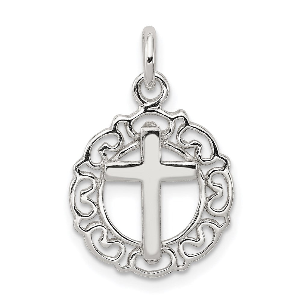 Sterling Silver Circle & Cross Pendant QC7403