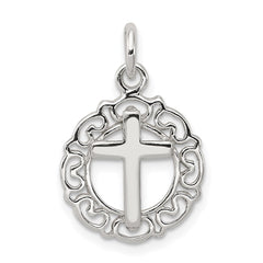 Sterling Silver Circle & Cross Pendant QC7403