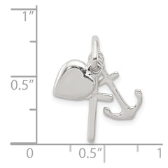 Sterling Silver Anchor & Heart Pendant QC7405