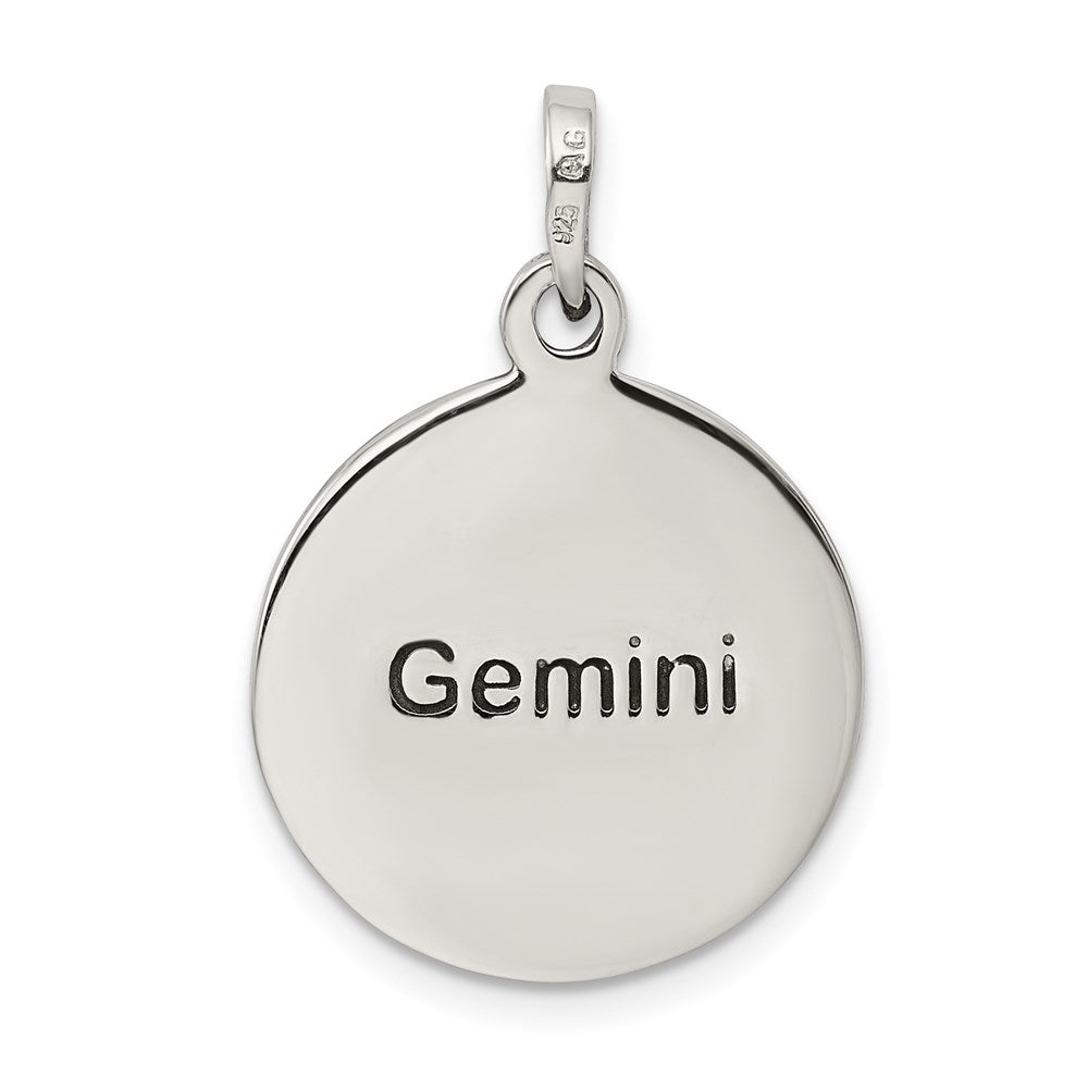 Sterling Silver Polished Antique Finish Gemini Horoscope Zodiac Pendant QC7414