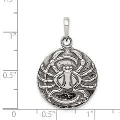 Sterling Silver Polished Antique Finish Cancer Horoscope Zodiac Pendant QC7415