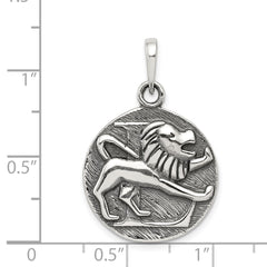 Sterling Silver Polished Antique Finish Leo Horoscope Zodiac Pendant QC7416