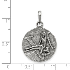 Sterling Silver Polished Antique Finish Virgo Horoscope Zodiac Pendant QC7417
