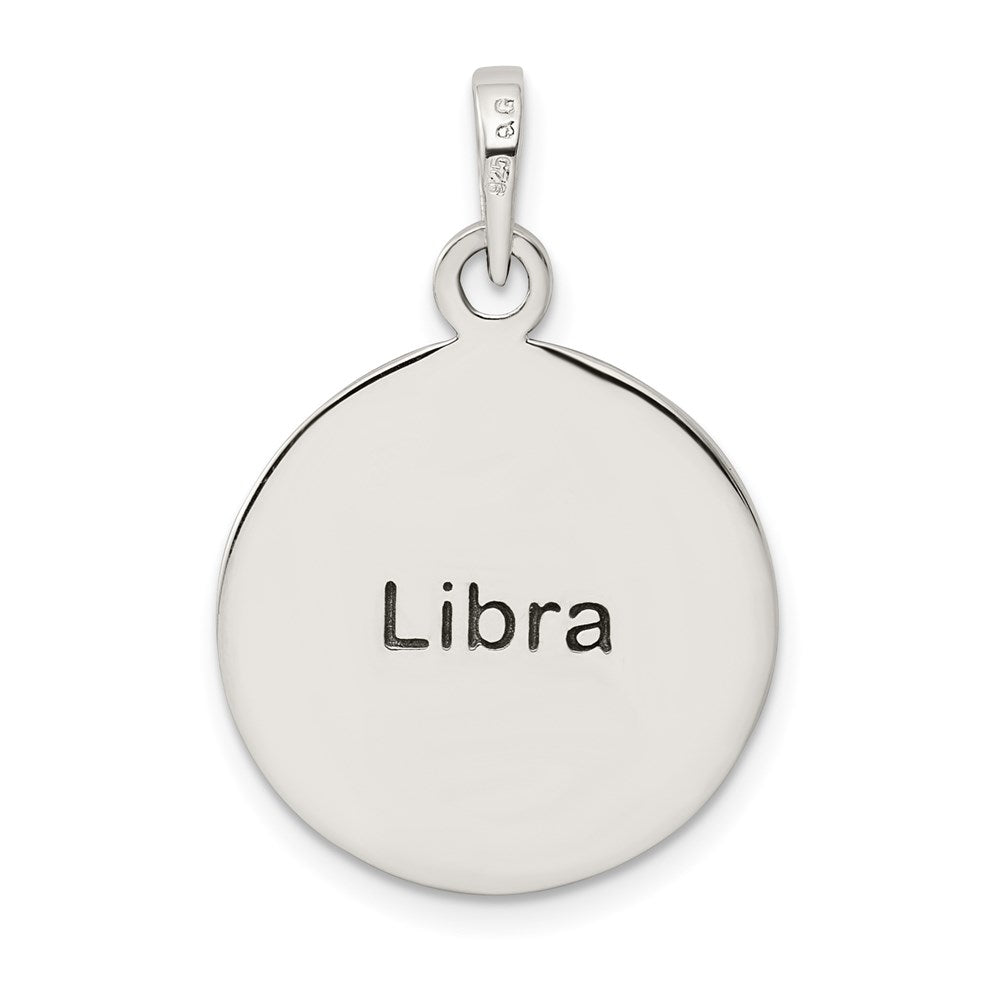 Sterling Silver Polished Antique Finish Libra Horoscope Zodiac Pendant QC7418