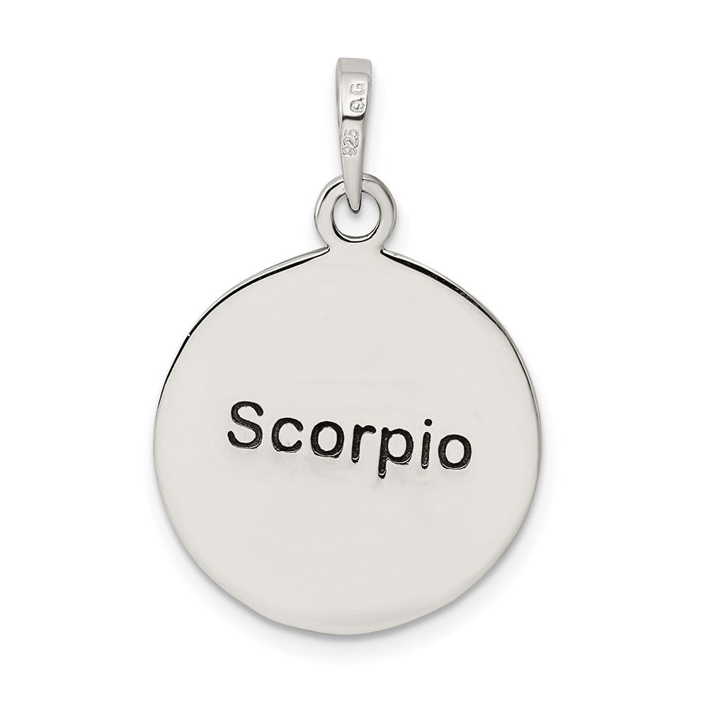 Sterling Silver Polished Antique Finish Scorpio Horoscope Zodiac Pendant QC7419