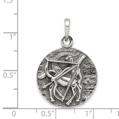 Sterling Silver Polished Antique Finish Sagittarius Horoscope Zodiac Pendan QC7420