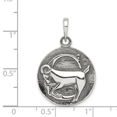 Sterling Silver Polished Antique Finish Capricorn Horoscope Zodiac Pendant QC7421