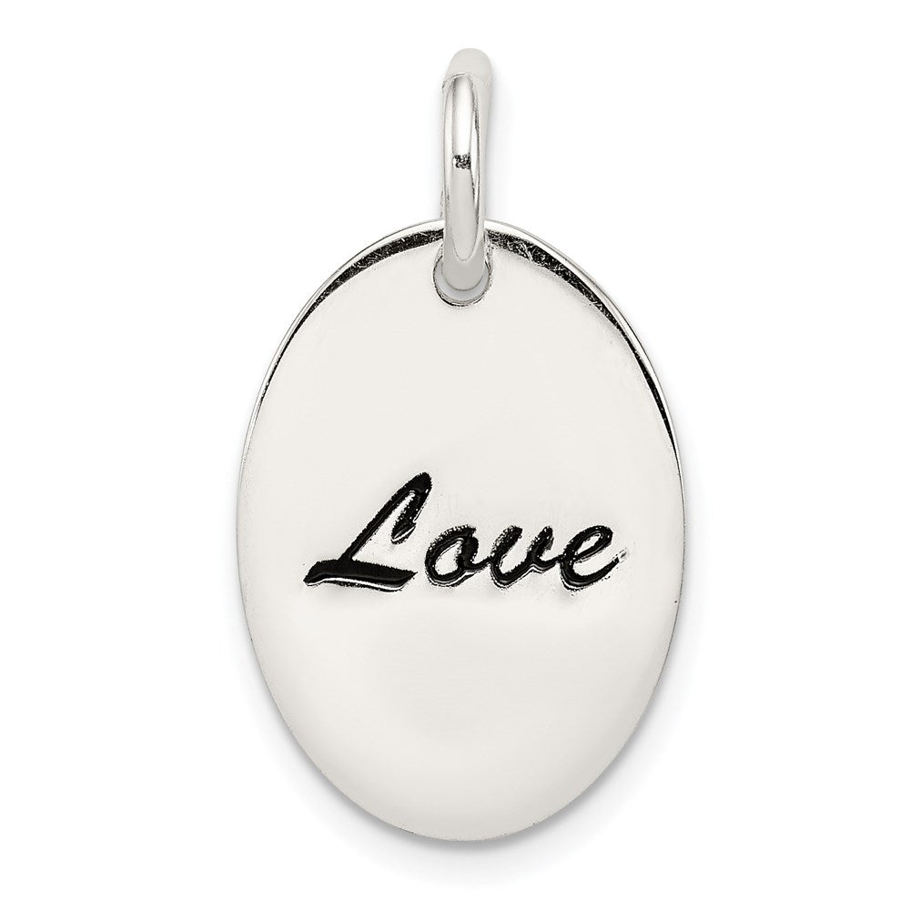 Sterling Silver Polished Enamel Love Pendant QC7488