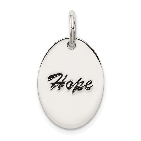Sterling Silver Polished Enamel Hope Pendant QC7492