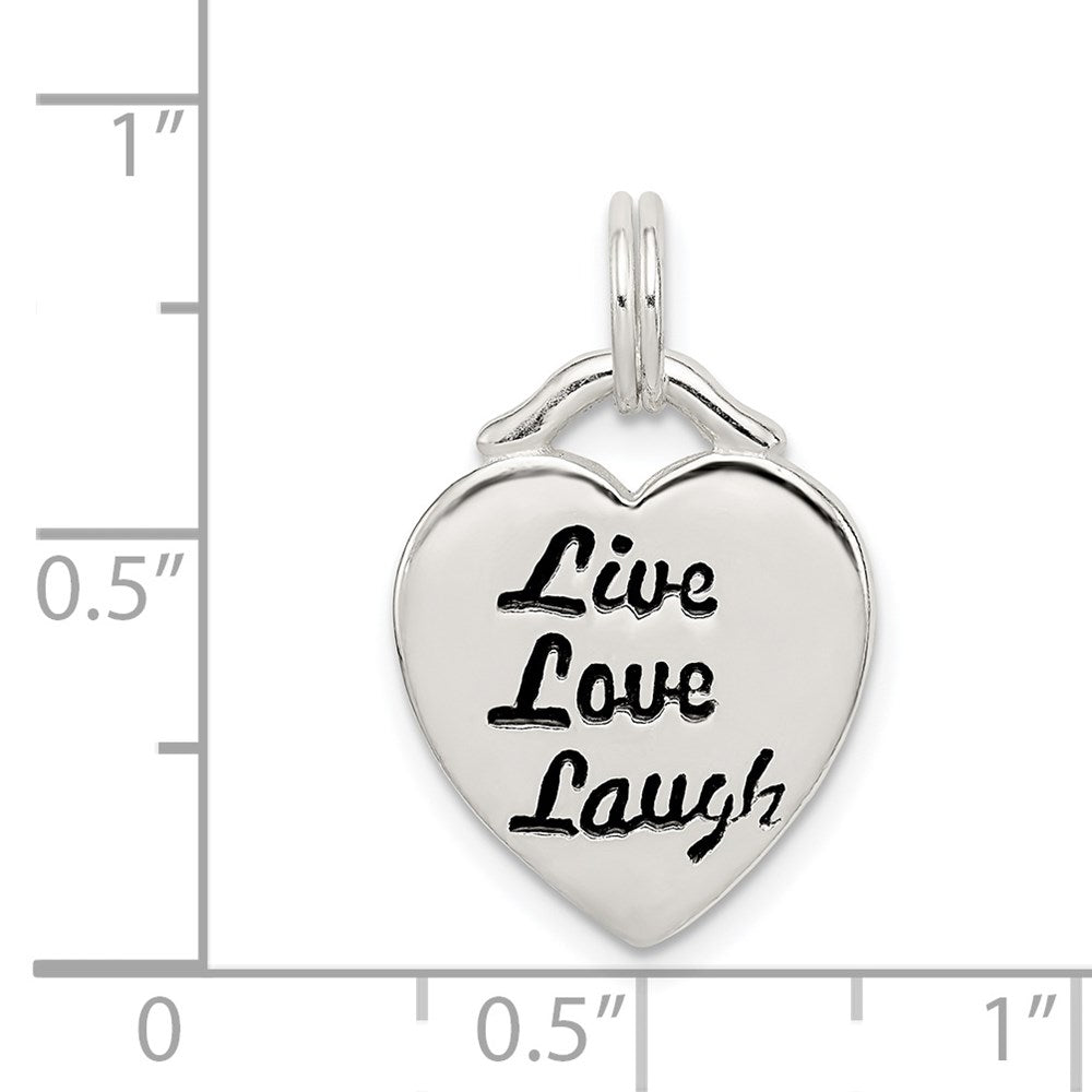 Sterling Silver LIVE LAUGH LOVE Heart Pendant QC7503