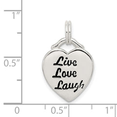Sterling Silver LIVE LAUGH LOVE Heart Pendant QC7503