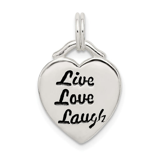 Sterling Silver LIVE LAUGH LOVE Heart Pendant QC7503
