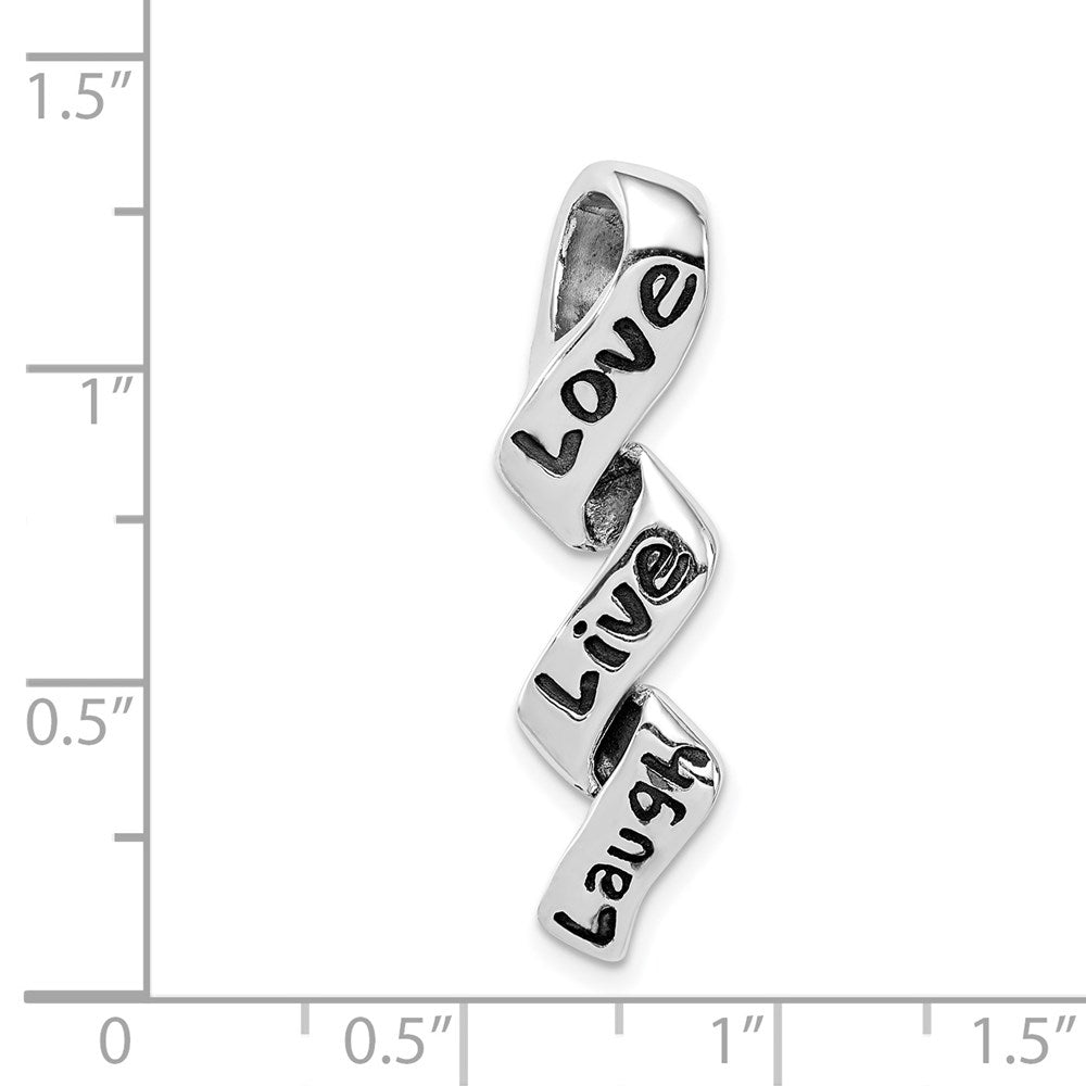 Sterling Silver Rhodium-plated Love, Live, Laugh Charm QC7510