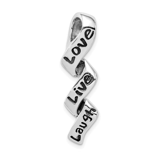Sterling Silver Rhodium-plated Love, Live, Laugh Charm QC7510