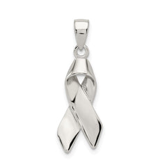 Sterling Silver Rhodium-plated Cancer Awareness Ribbon Charm QC7514