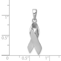 Sterling Silver Rhodium-plated Cancer Awareness Ribbon Charm QC7514