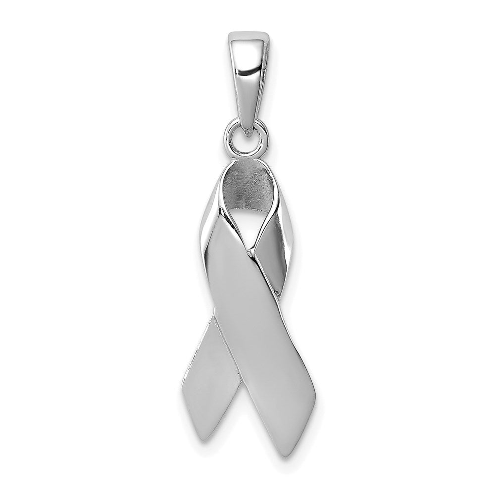 Sterling Silver Rhodium-plated Cancer Awareness Ribbon Charm QC7514