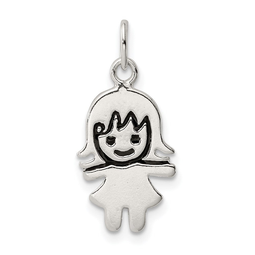 Sterling Silver Enameled Girl Charm QC7515