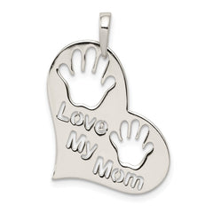 Sterling Silver Polished Love My Mom Heart Pendant QC7520